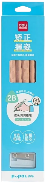 Изображение товара Набор простых карандашей Deli HC123-2B Pupal 2B + точилка (8шт)