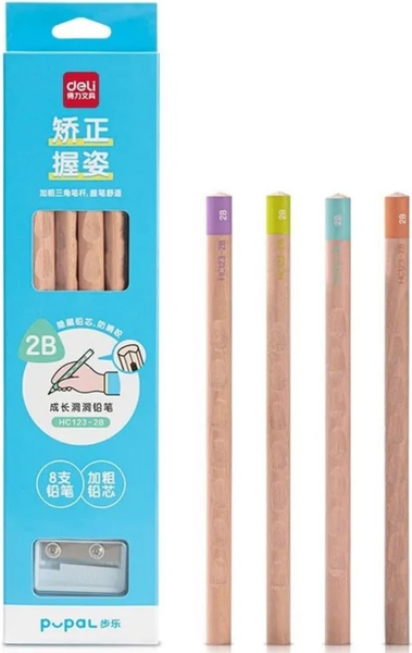 Изображение товара Набор простых карандашей Deli HC123-2B Pupal 2B + точилка (8шт)