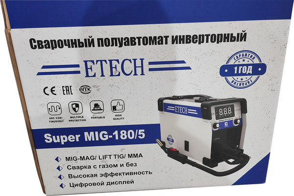 Изображение товара Полуавтомат сварочный Etech Super MIG-180/5 (25077)