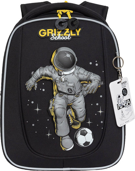 Изображение товара Школьный рюкзак Grizzly RAf-393-6 (черный/желтый)