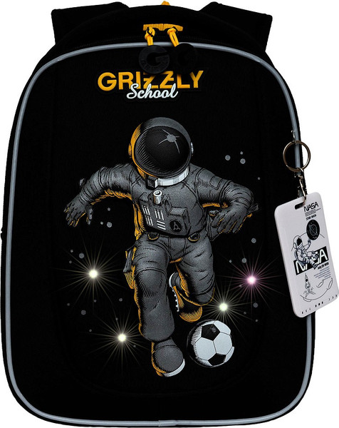 Изображение товара Школьный рюкзак Grizzly RAf-393-6 (черный/желтый)