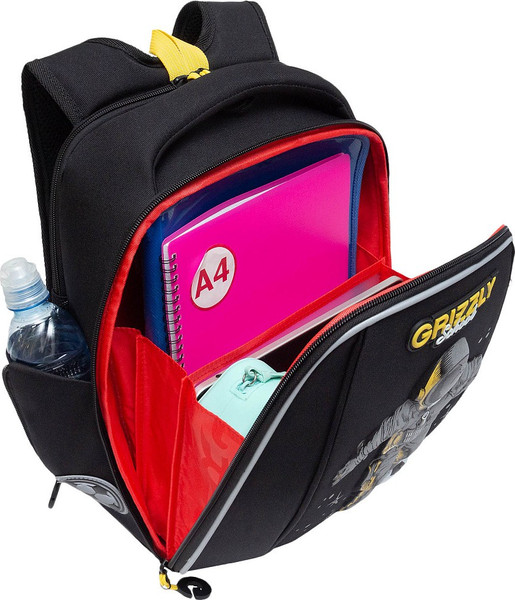 Изображение товара Школьный рюкзак Grizzly RAf-393-6 (черный/желтый)