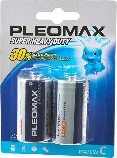 Изображение товара Комплект батареек Pleomax R14 BL-2