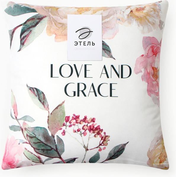 Изображение товара Подушка декоративная Этель Love and grace / 10781892 (40x40, велюр)