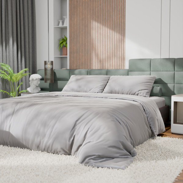 Изображение товара Комплект постельного белья Этель Tencel Евро / 10655065 (светло-серый)