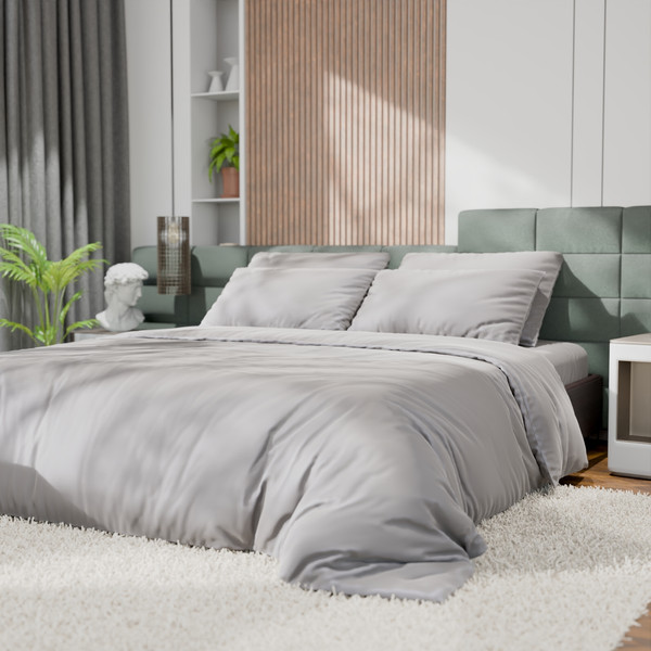 Изображение товара Комплект постельного белья Этель Tencel Евро / 10655065 (светло-серый)