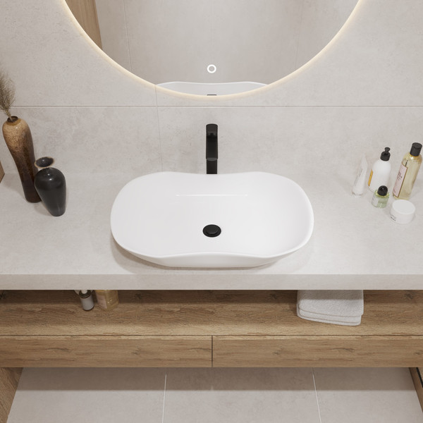 Изображение товара Умывальник Lauter 21570 + клапан 21190W + сифон 21635W (белый матовый)