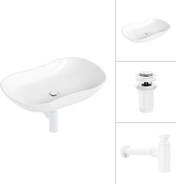 Изображение товара Умывальник Lauter 21570 + клапан 21190W + сифон 21635W (белый матовый)