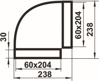 Изображение товара Колено воздуховода Семь ветров Горизональное 204x60 / 8281