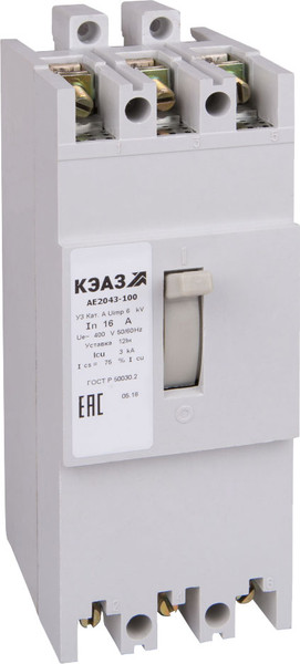 Изображение товара Выключатель автоматический КЭАЗ АЕ2043-100-20А-12Iн-400AC-У3 / 104132