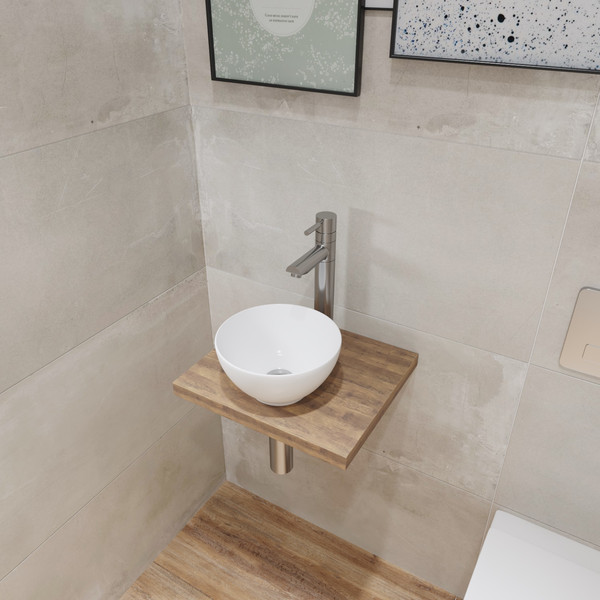 Изображение товара Умывальник Lauter 21601E + клапан 21190W + сифон 21635W (белый матовый)