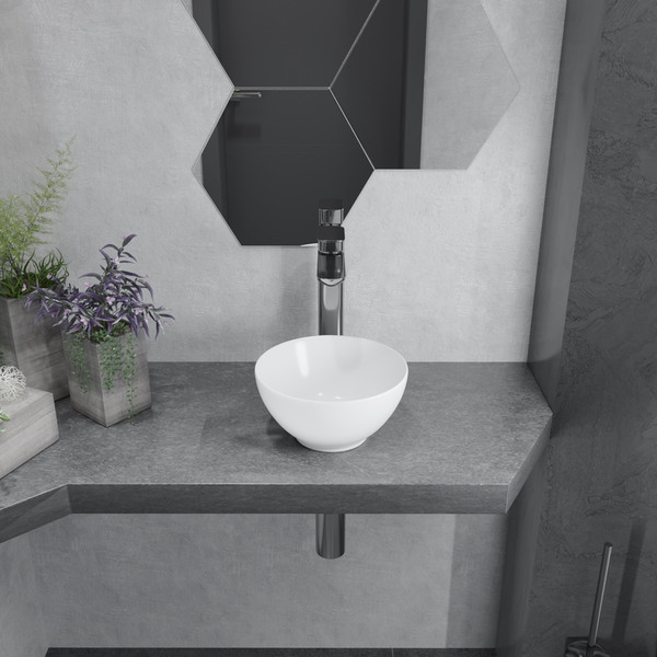 Изображение товара Умывальник Lauter 21601E + клапан 21190W + сифон 21635W (белый матовый)