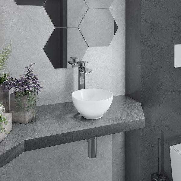 Изображение товара Умывальник Lauter 21601E + клапан 21190W + сифон 21635W (белый матовый)