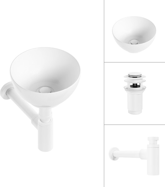 Изображение товара Умывальник Lauter 21601E + клапан 21190W + сифон 21635W (белый матовый)