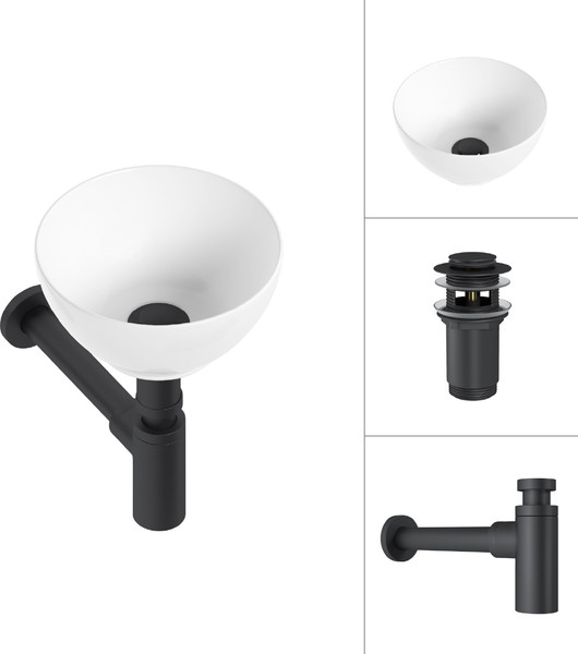 Изображение товара Умывальник Lauter 21601E + клапан 21190B + сифон 21635B (черный матовый)