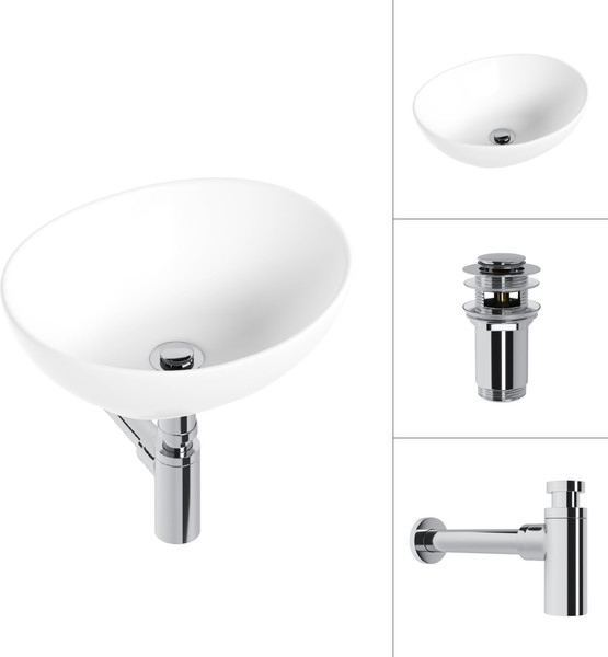 Изображение товара Умывальник Lauter 21652 + клапан 21190CH + сифон 21635CH (хром)