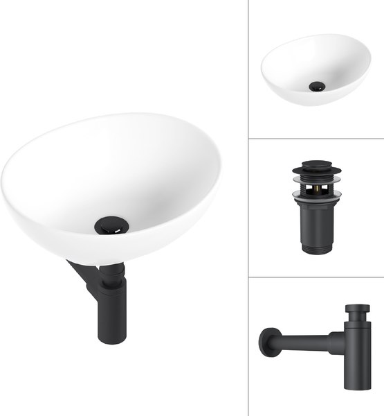 Изображение товара Умывальник Lauter 21652 + клапан 21190B + сифон 21635B (черный матовый)