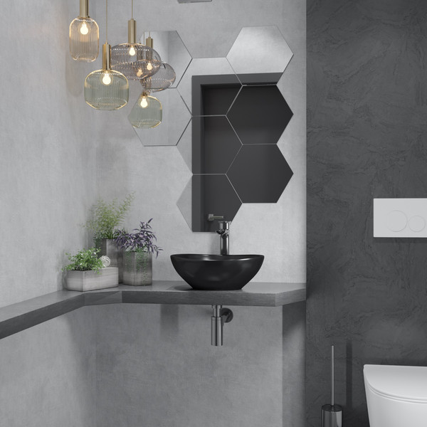 Изображение товара Умывальник Lauter 21652-A + клапан 21190B + сифон 21635B (черный матовый)