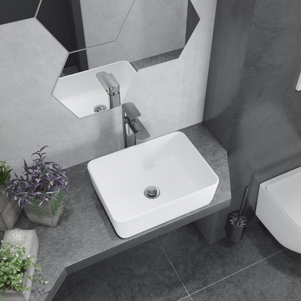 Изображение товара Умывальник Lauter 21674B + клапан 21190W + сифон 21635W (белый матовый)