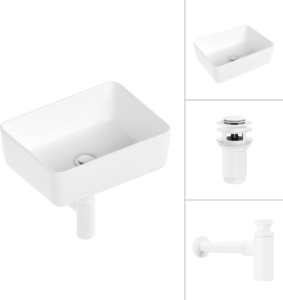 Изображение товара Умывальник Lauter 21674B + клапан 21190W + сифон 21635W (белый матовый)