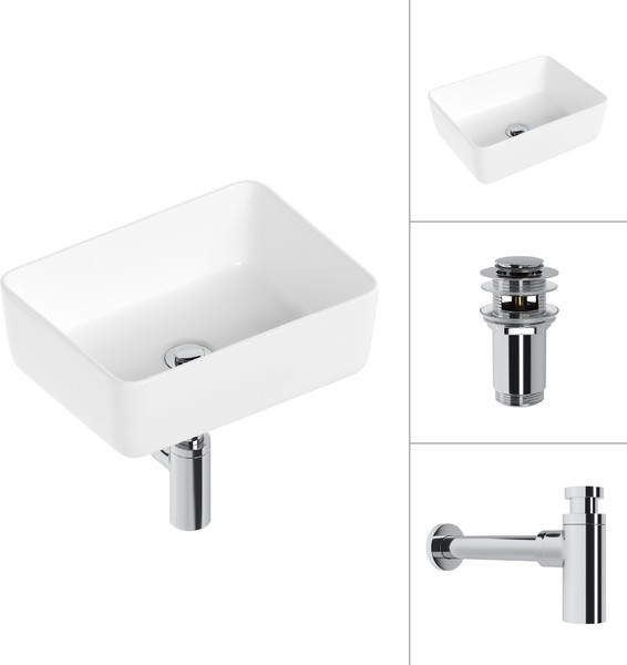 Изображение товара Умывальник Lauter 21674B + клапан 21190CH + сифон 21635CH (хром)