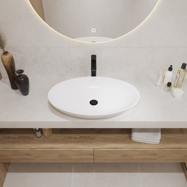 Изображение товара Умывальник Lauter 21571 + клапан 21190W + сифон 21635W (белый матовый)