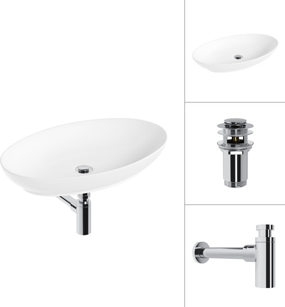 Изображение товара Умывальник Lauter 21571 + клапан 21190CH + сифон 21635CH (хром)