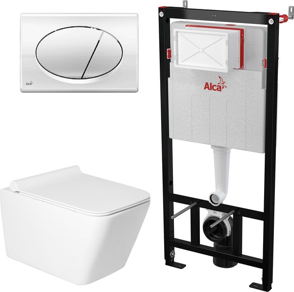 Изображение товара Унитаз подвесной с инсталляцией Saniteco KW-9004W + AM101/1120 + M71-BL-01