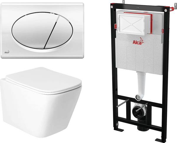 Изображение товара Унитаз подвесной с инсталляцией Saniteco KW-9004WS + AM101/1120 + M71-BL-01