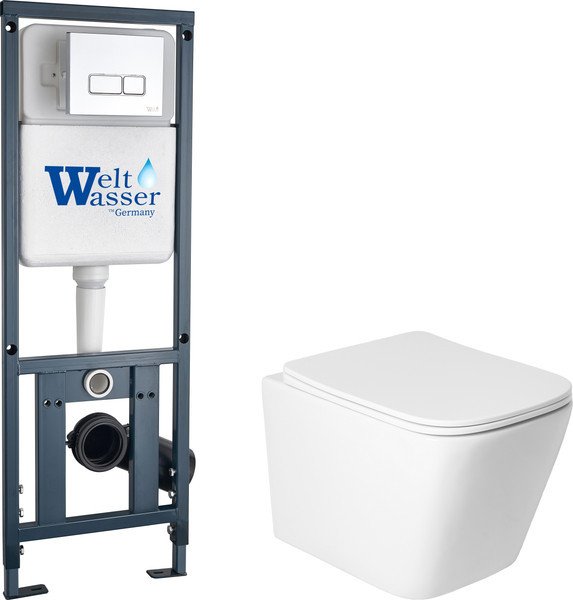 Изображение товара Унитаз подвесной с инсталляцией Saniteco KW-9004WS + 410 + 410 SE CR