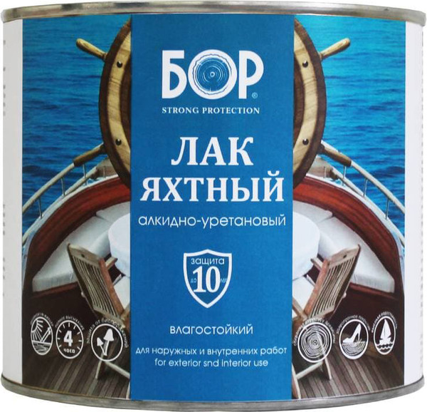 Изображение товара Лак БОР Яхтный бесцветный матовый (2.3кг)