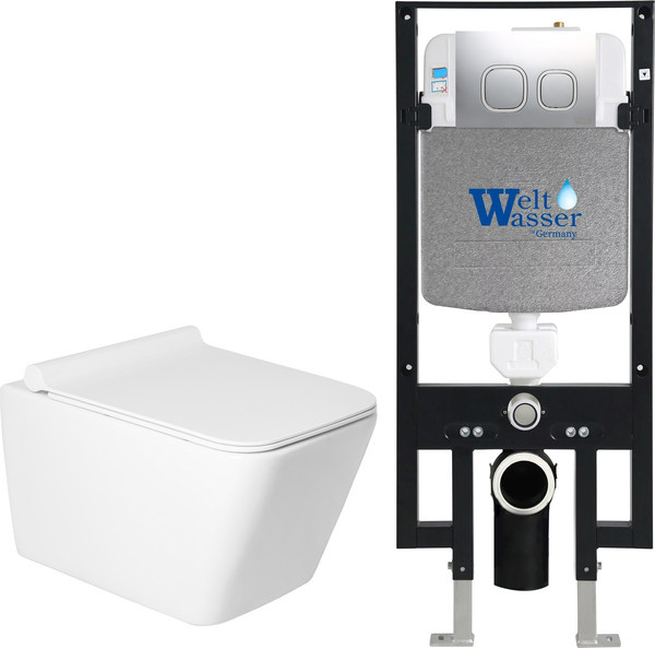 Изображение товара Унитаз подвесной с инсталляцией Saniteco KW-9004W + 497 + RD-CR