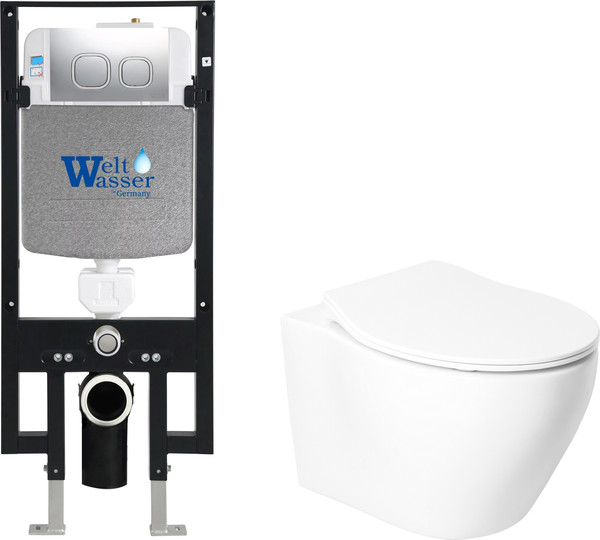 Изображение товара Унитаз подвесной с инсталляцией Saniteco KW-99046 + 497 + RD-CR