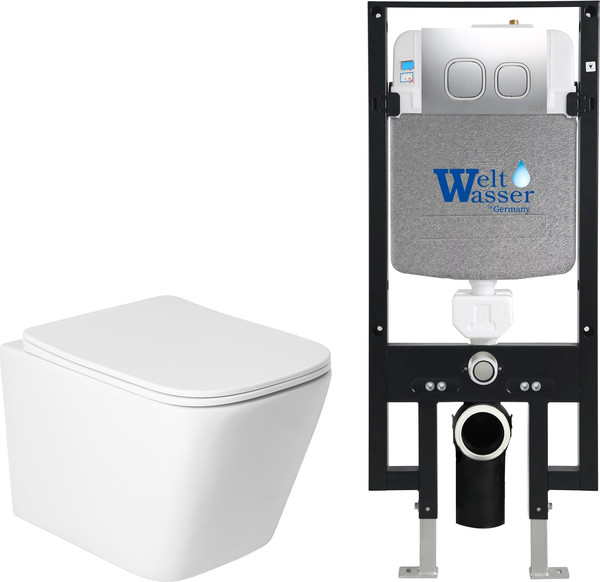 Изображение товара Унитаз подвесной с инсталляцией Saniteco KW-9004WS + 497 + RD-CR