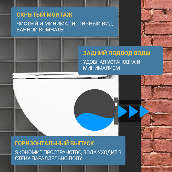 Изображение товара Унитаз подвесной с инсталляцией Saniteco KW-99048 + 497 + RD-CR