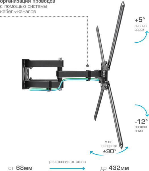 Изображение товара Кронштейн для телевизора Kromax Corbel-9 (темно-серый)