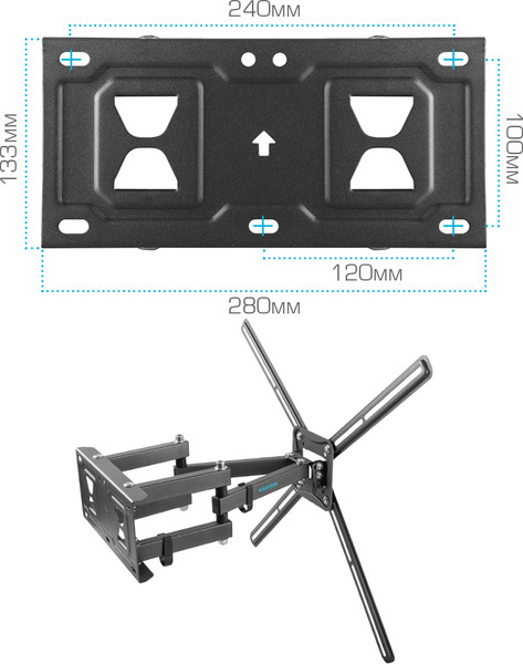 Изображение товара Кронштейн для телевизора Kromax Corbel-9 (темно-серый)