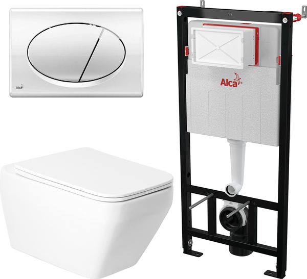 Изображение товара Унитаз подвесной с инсталляцией Saniteco KW-9010W + AM101/1120 + M71-BL-01