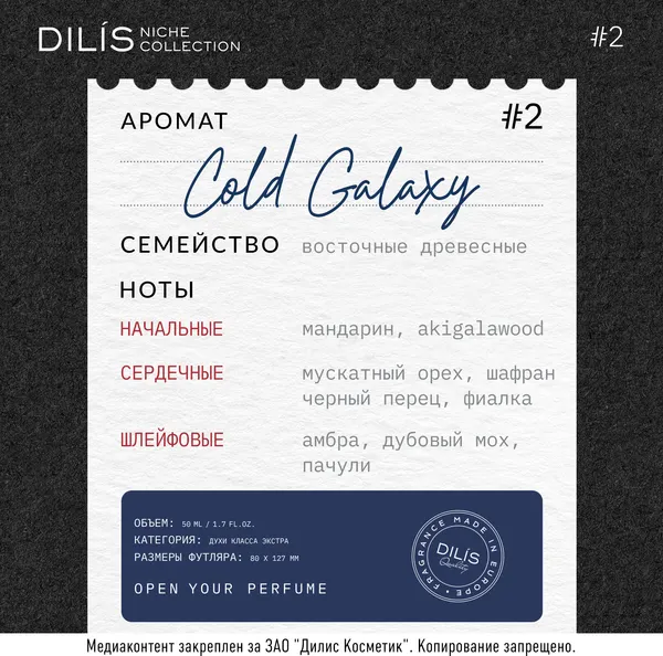 Изображение товара Духи Dilis Niche Collection Cold Galaxy (50мл)