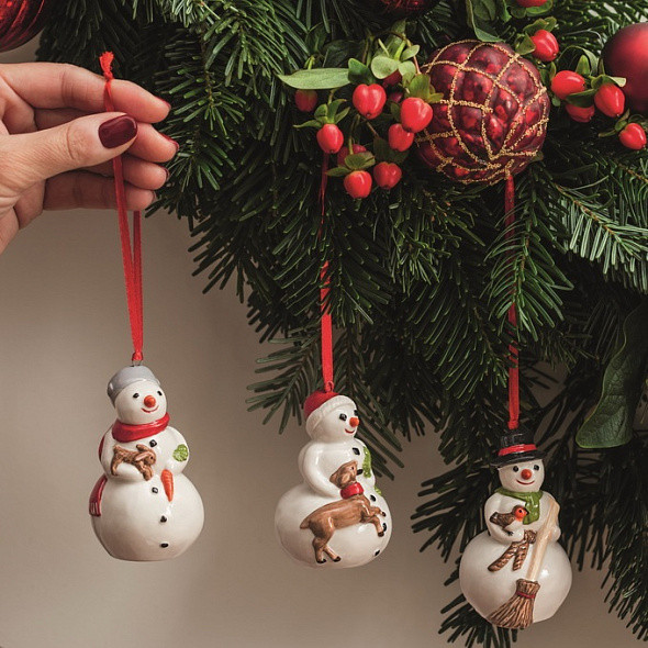 Изображение товара Набор новогодних подвесок Villeroy & Boch Nostalgic Ornaments Снеговики / 14-8331-6693 (3шт)