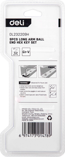 Изображение товара Набор ключей Deli EDL232209H (9шт, черный)