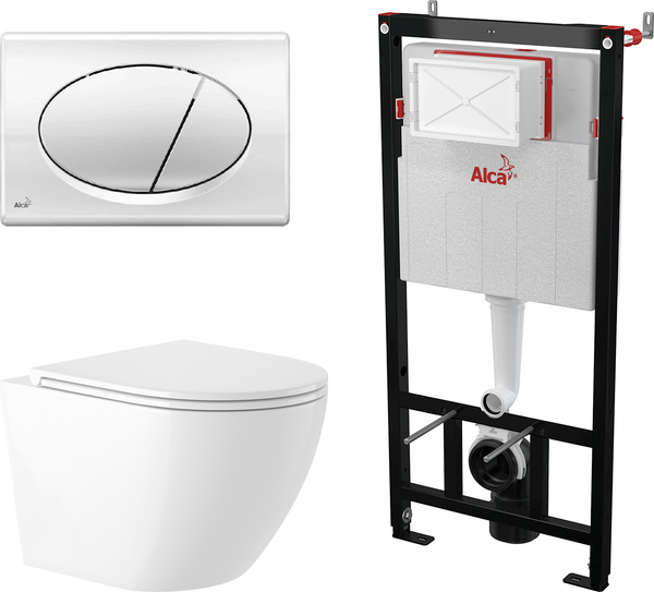 Изображение товара Унитаз подвесной с инсталляцией Saniteco KW-9003W + AM101/1120 + M71-BL-01