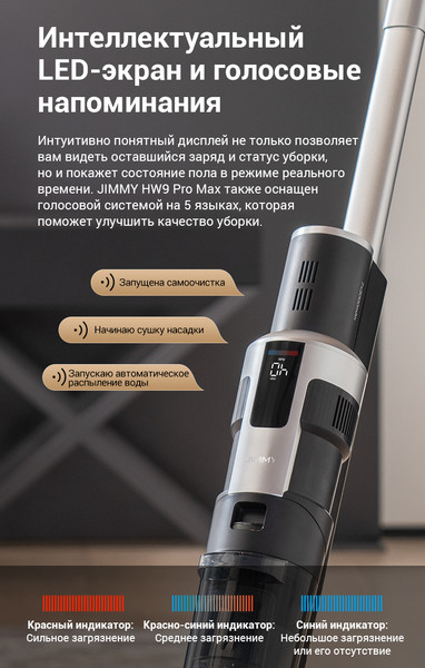 Изображение товара Вертикальный пылесос Jimmy Cordless Vacuum&Washer HW9 Pro Max (синий/серый)