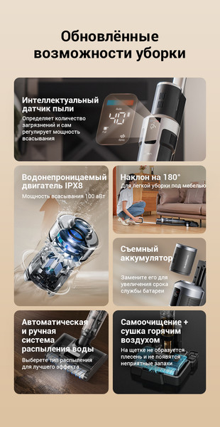 Изображение товара Вертикальный пылесос Jimmy Cordless Vacuum&Washer HW9 Pro Max (синий/серый)