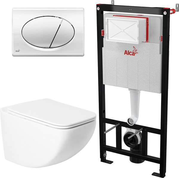 Изображение товара Унитаз подвесной с инсталляцией Saniteco KW-99048 + AM101/1120 + M71-BL-01