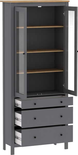 Изображение товара Шкаф с витриной Mio Tesoro Сага 90 2.08.07.130.15 (серый/ясень)