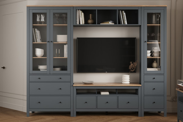 Изображение товара Шкаф с витриной Mio Tesoro Сага 90 2.08.07.130.15 (серый/ясень)