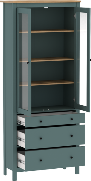 Изображение товара Шкаф с витриной Mio Tesoro Сага 90 2.08.07.130.16 (темно-бирюзовый/ясень)