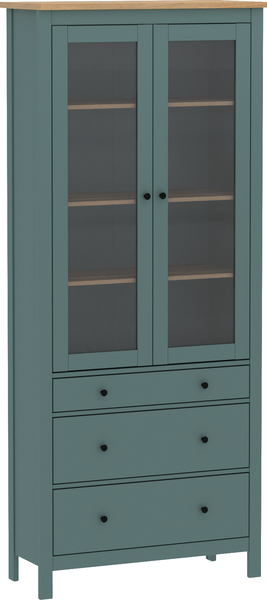 Изображение товара Шкаф с витриной Mio Tesoro Сага 90 2.08.07.130.16 (темно-бирюзовый/ясень)
