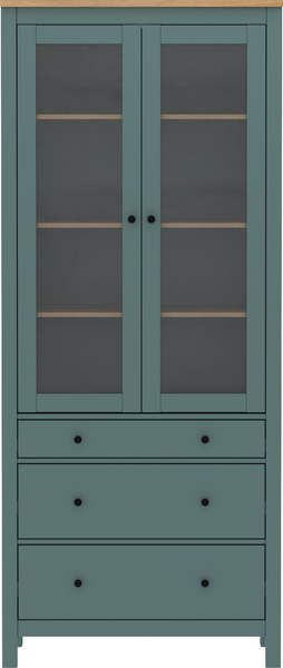 Изображение товара Шкаф с витриной Mio Tesoro Сага 90 2.08.07.130.16 (темно-бирюзовый/ясень)
